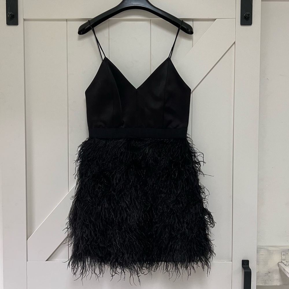 Alice & Olivia Black Feather Dress